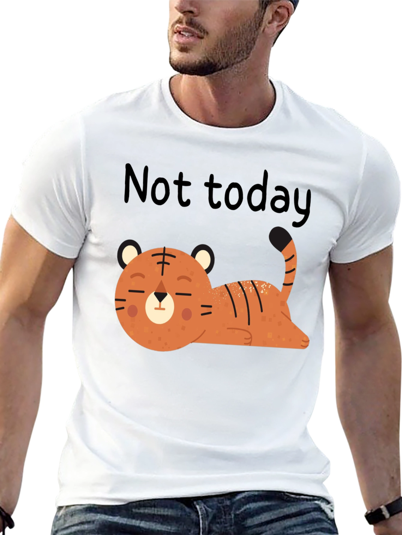 Not Today Lazy Tiger Graphic Tee - Relaxed Fit