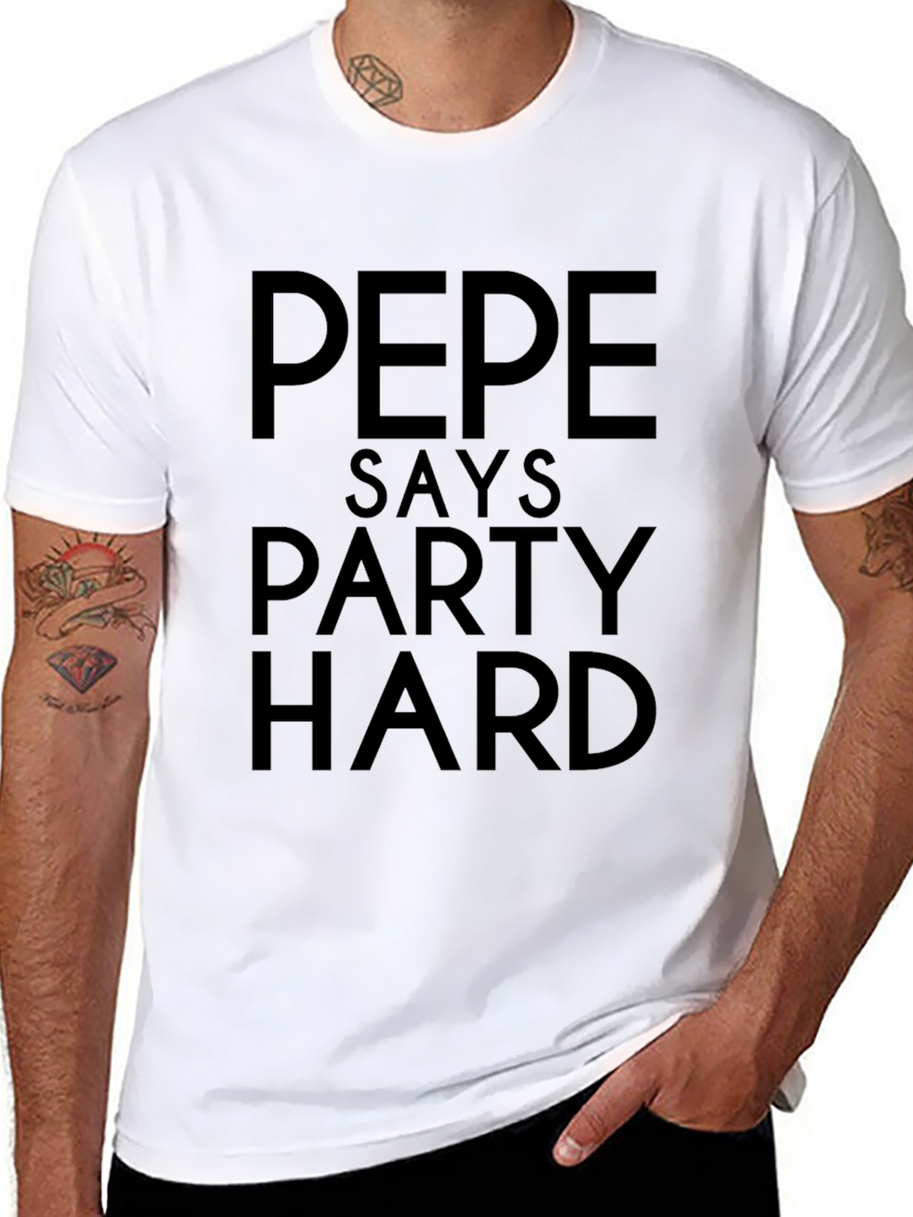 Pepe Says Party Hard Black Graphic Tee
