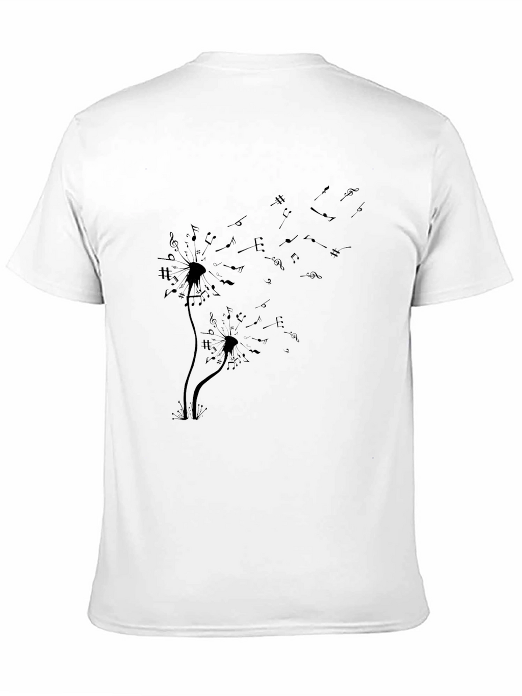 Musical Dandelion Print Black T-Shirt