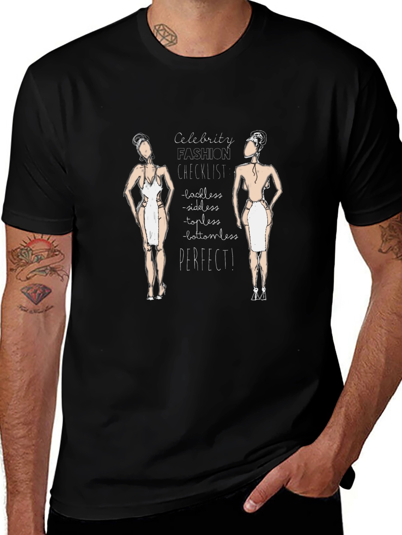 Celebrity Fashion Checklist Black T-Shirt