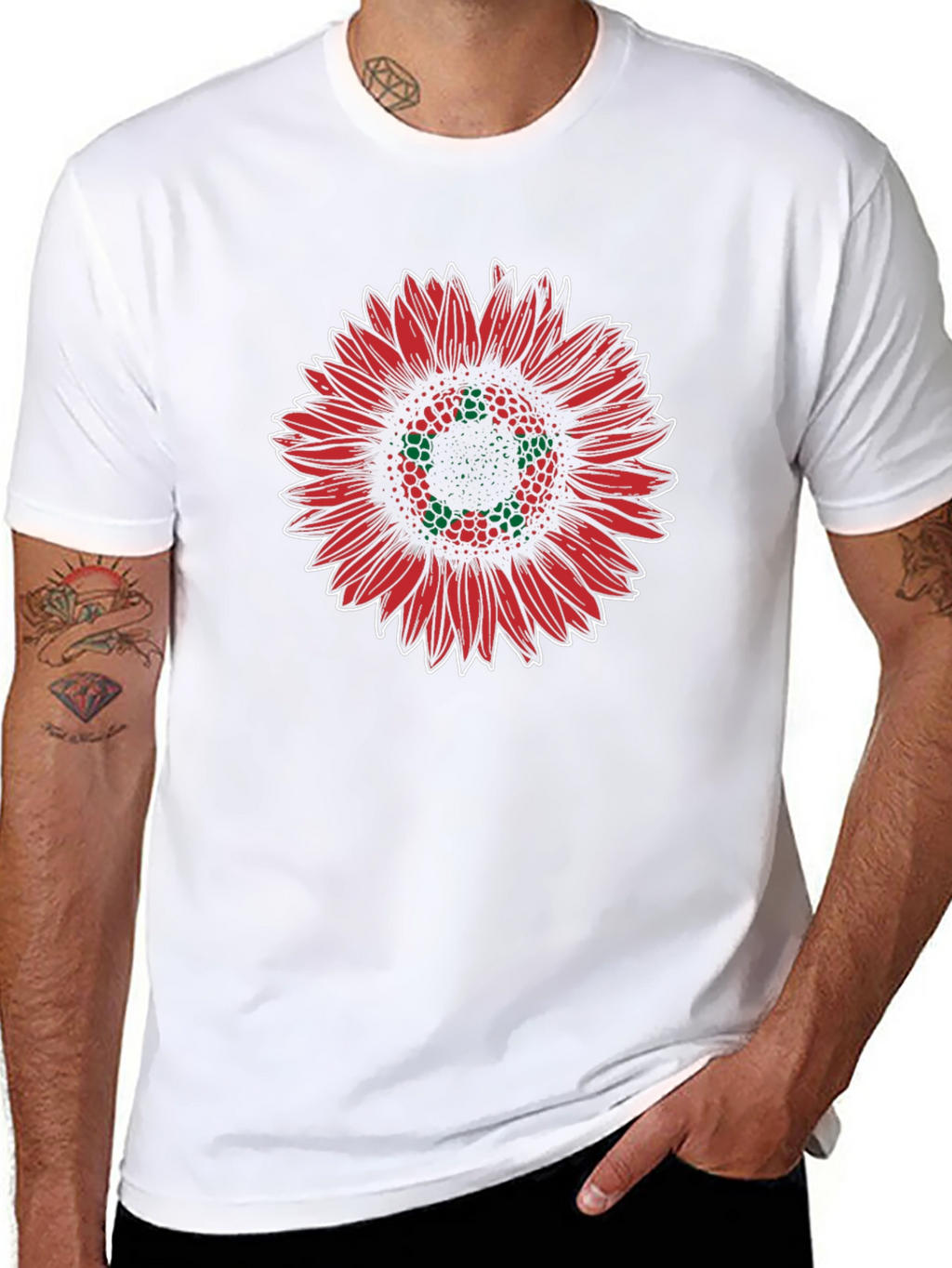 Red Sunflower Graphic Tee - Stylish Unisex T-Shirt