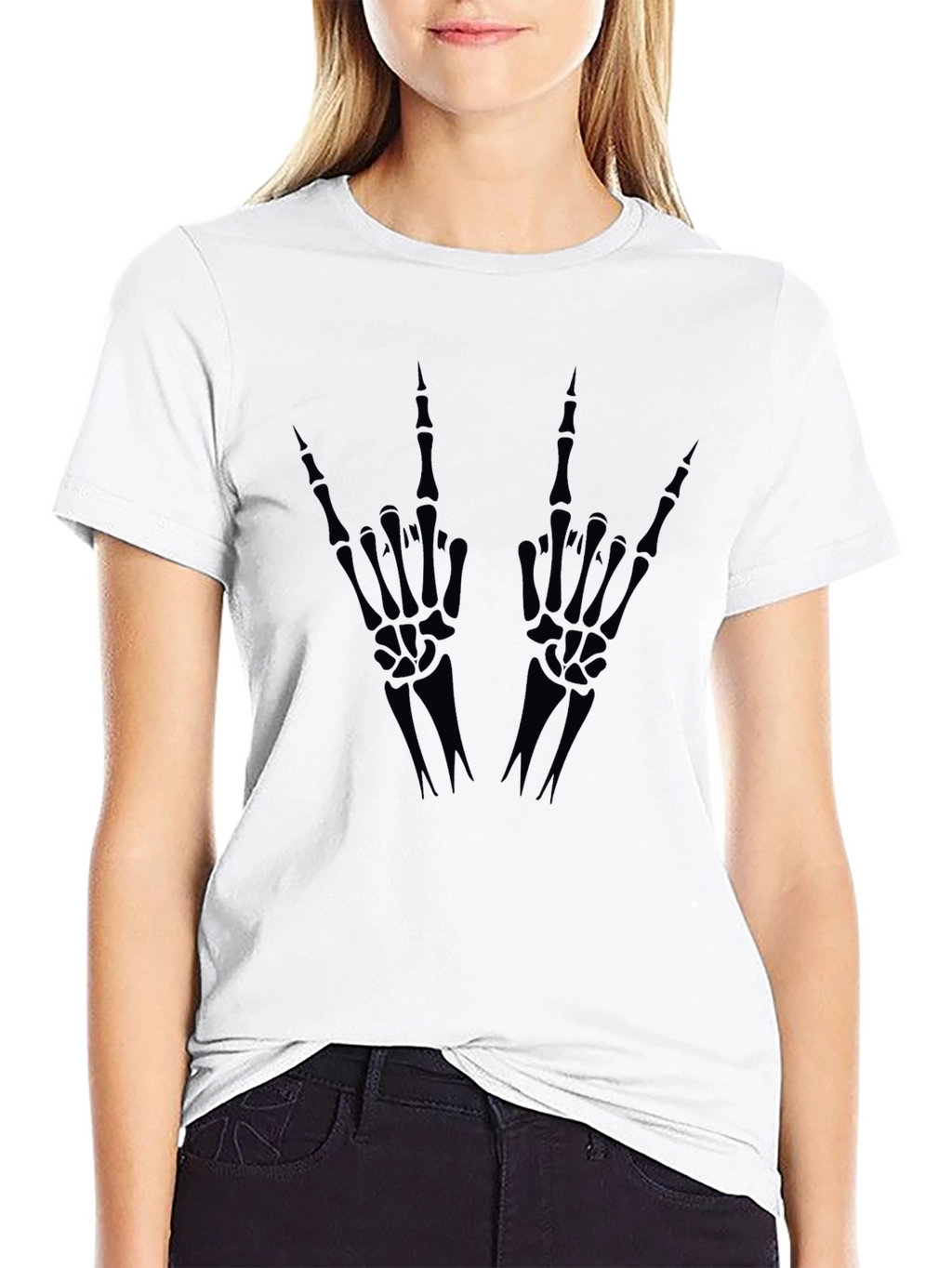 Skeleton Hand Gesture Graphic Tee