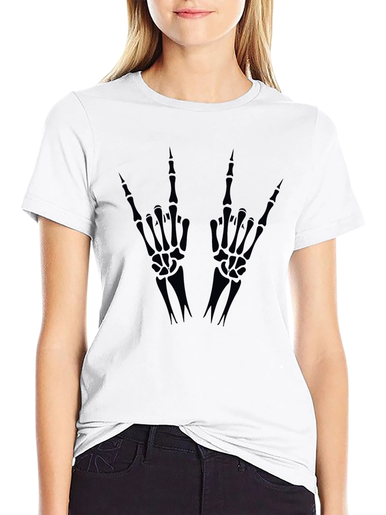 Skeleton Hand Gesture Graphic Tee