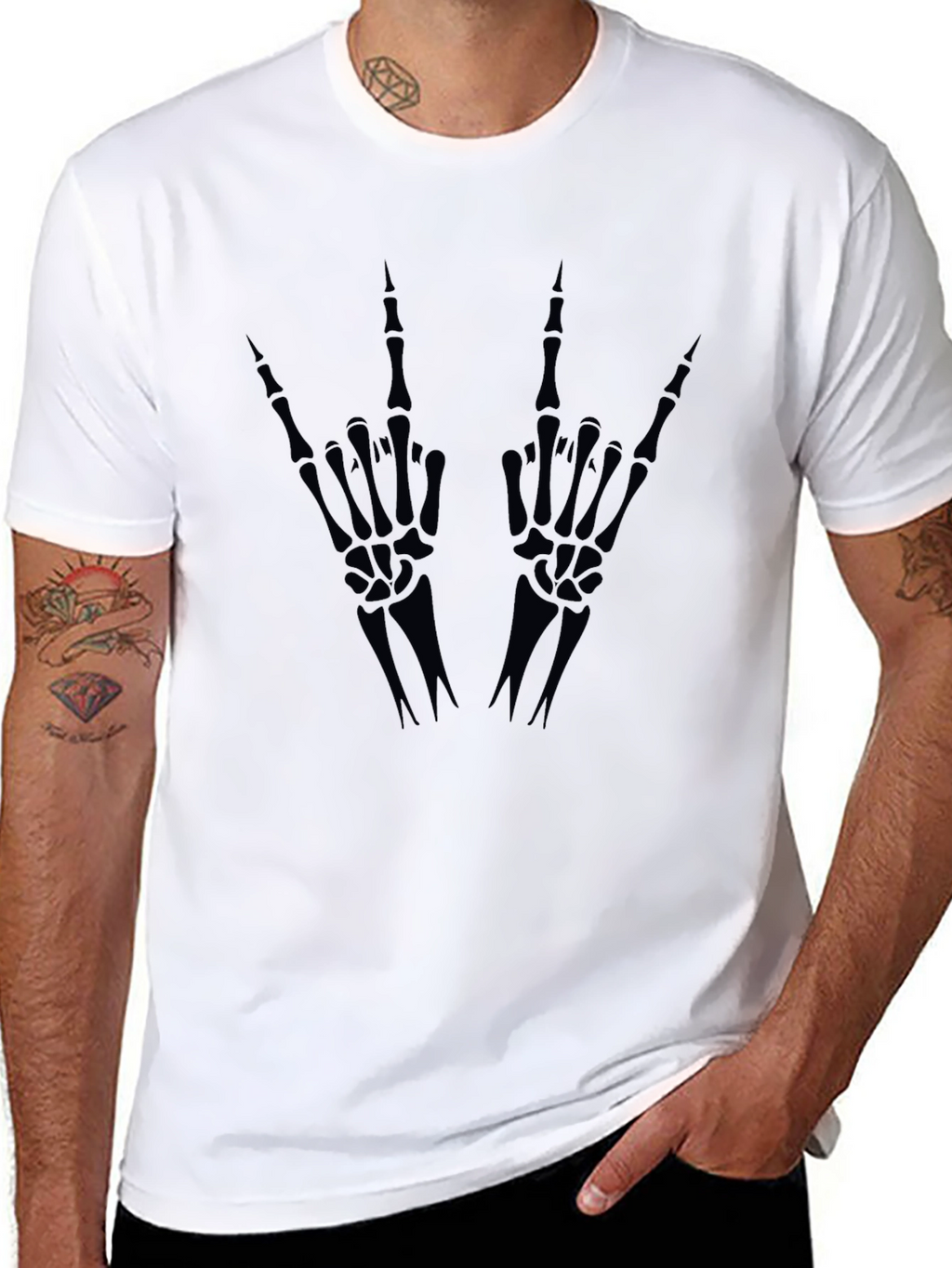 Skeleton Hand Gesture Graphic Tee
