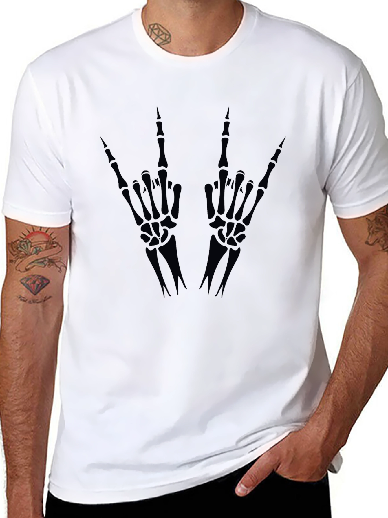 Skeleton Hand Gesture Graphic Tee