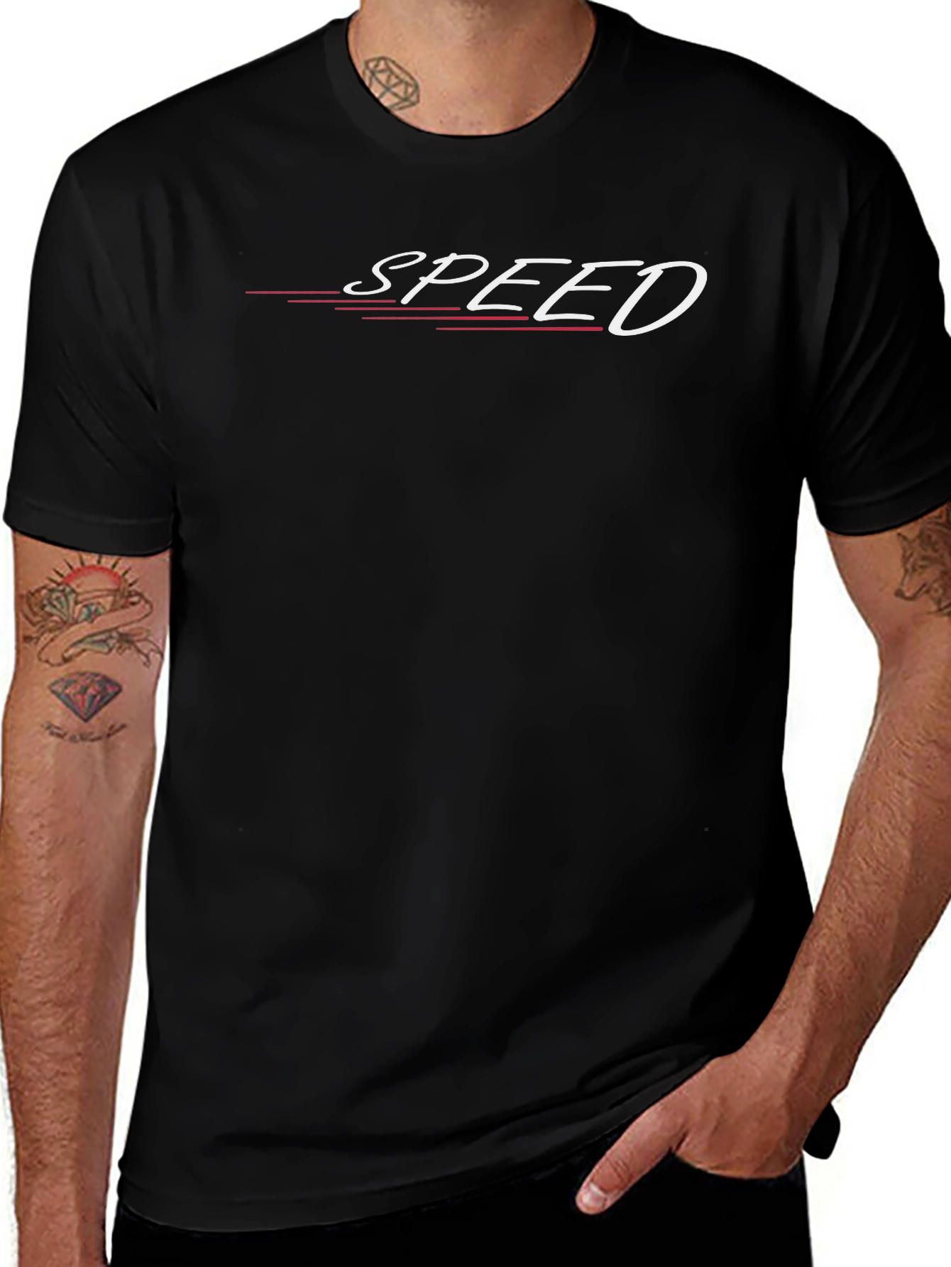 Mens Black SPEED Graphic Tee - Stylish Casual Wear