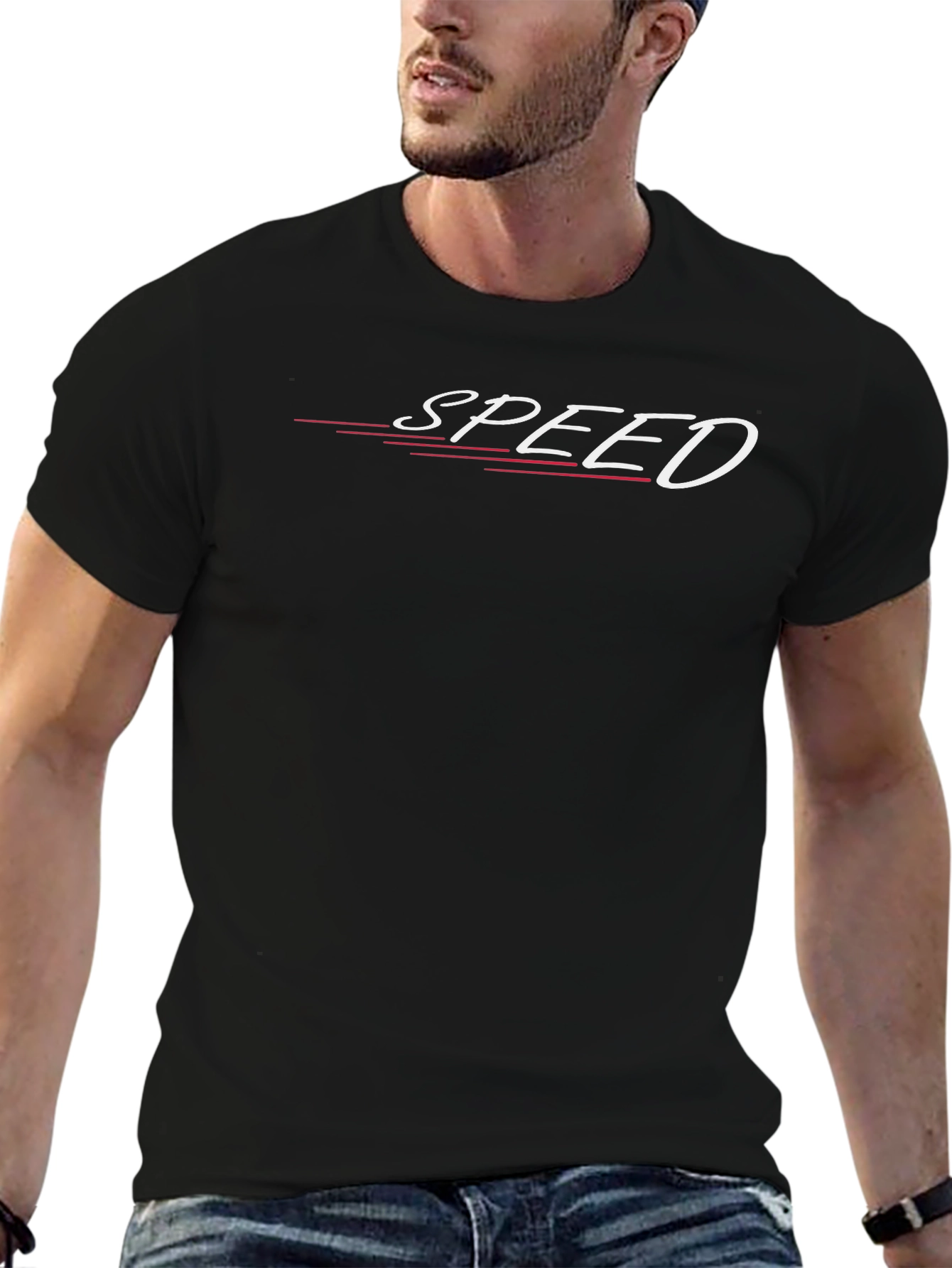 Mens Black SPEED Graphic Tee - Stylish Casual Wear