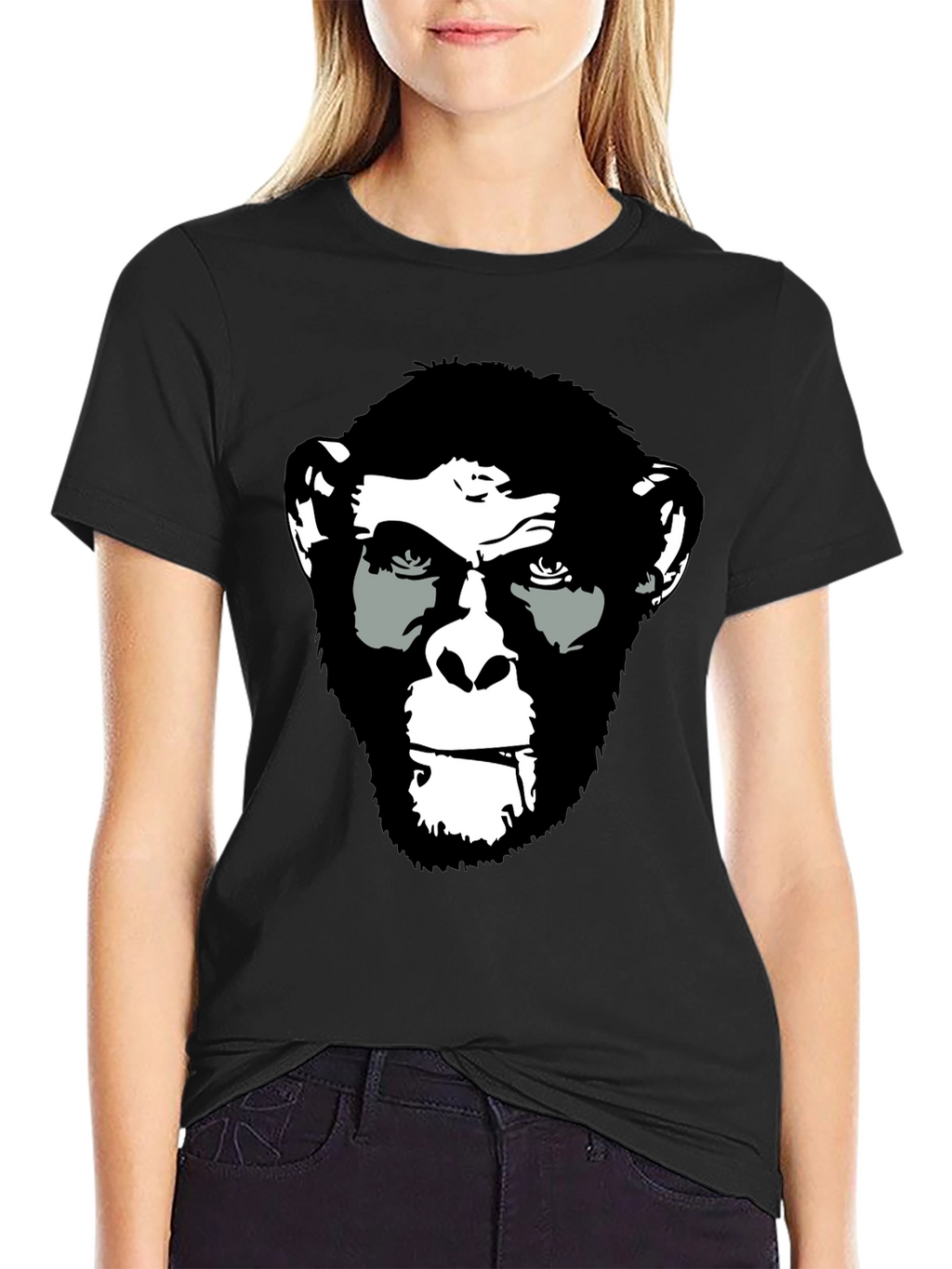Ape Face Graphic Print Black T-Shirt