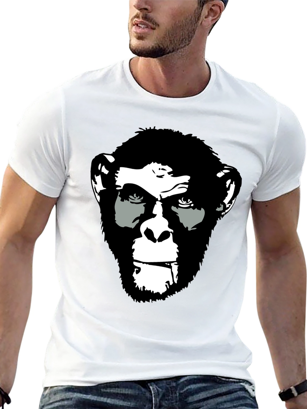 Ape Face Graphic Print Black T-Shirt