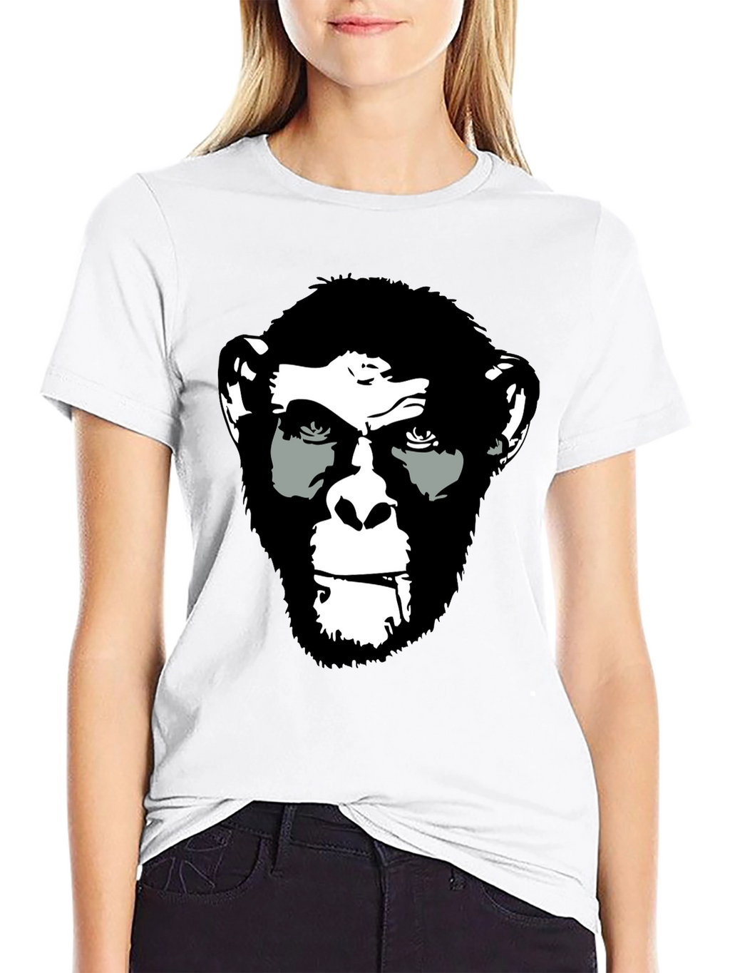 Ape Face Graphic Print Black T-Shirt