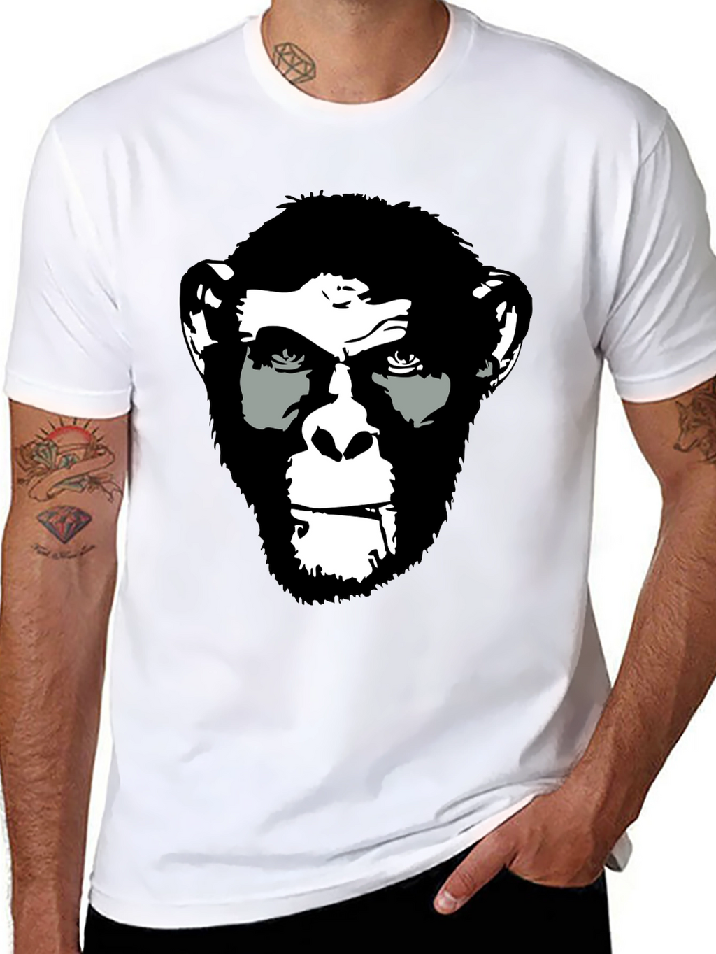 Ape Face Graphic Print Black T-Shirt