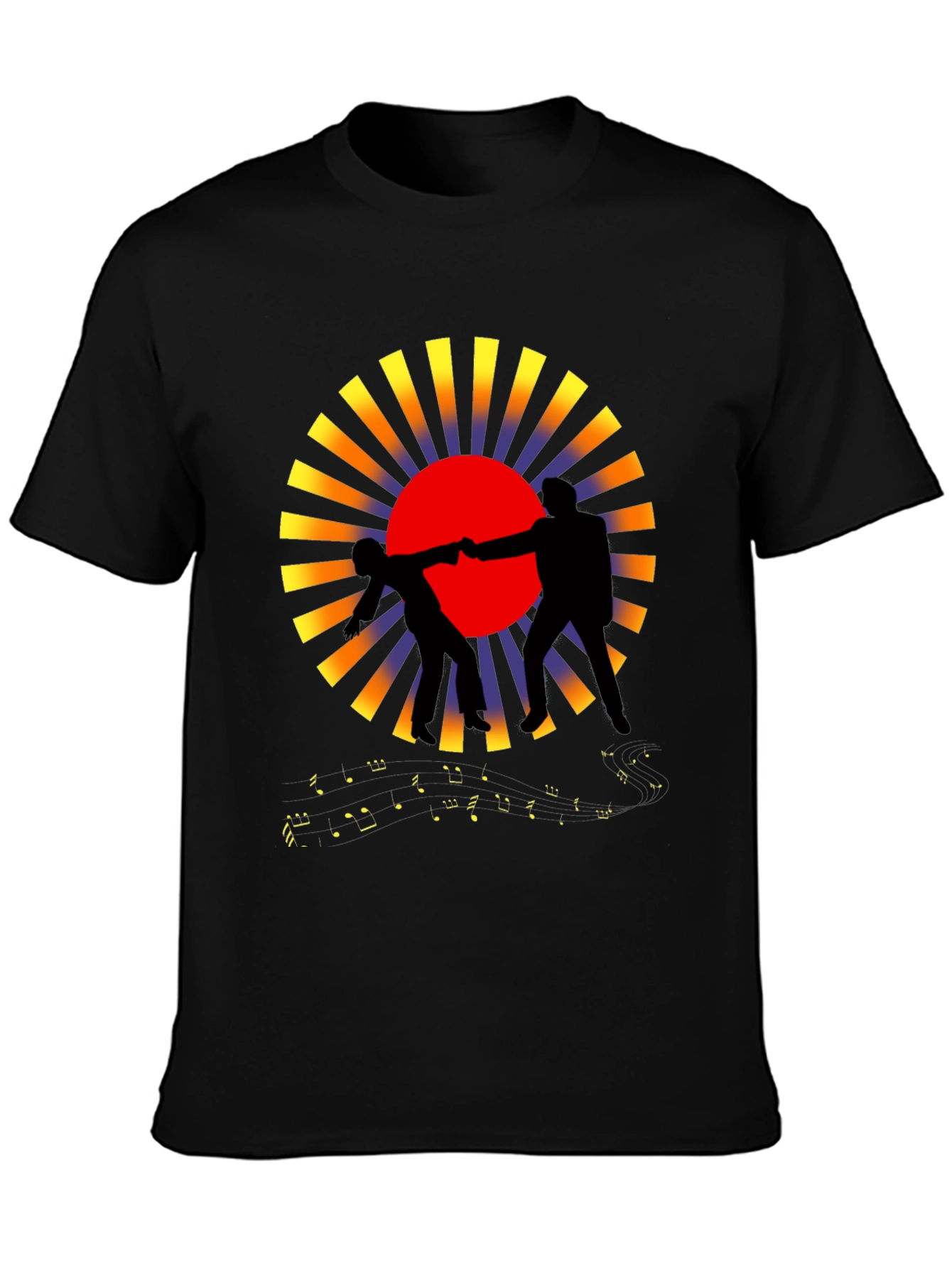 Sunset Fist Bump Black Graphic Tee