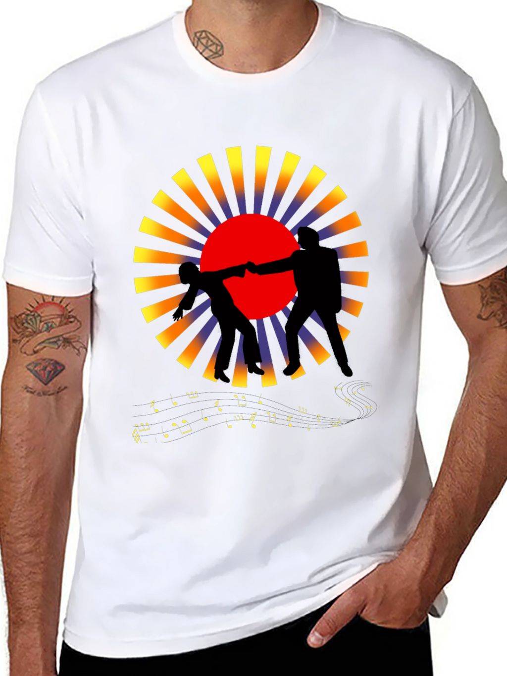 Sunset Fist Bump Black Graphic Tee