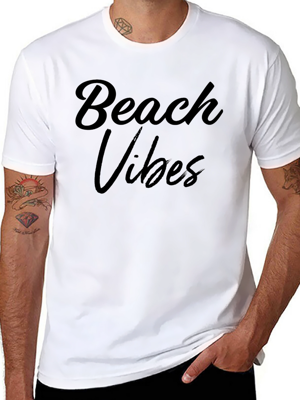 Beach Vibes Black Graphic T-Shirt