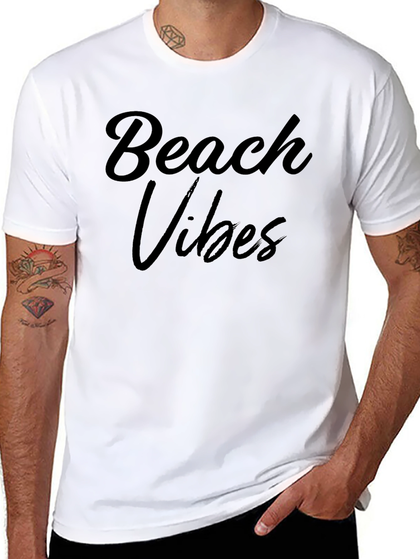 Beach Vibes Black Graphic T-Shirt