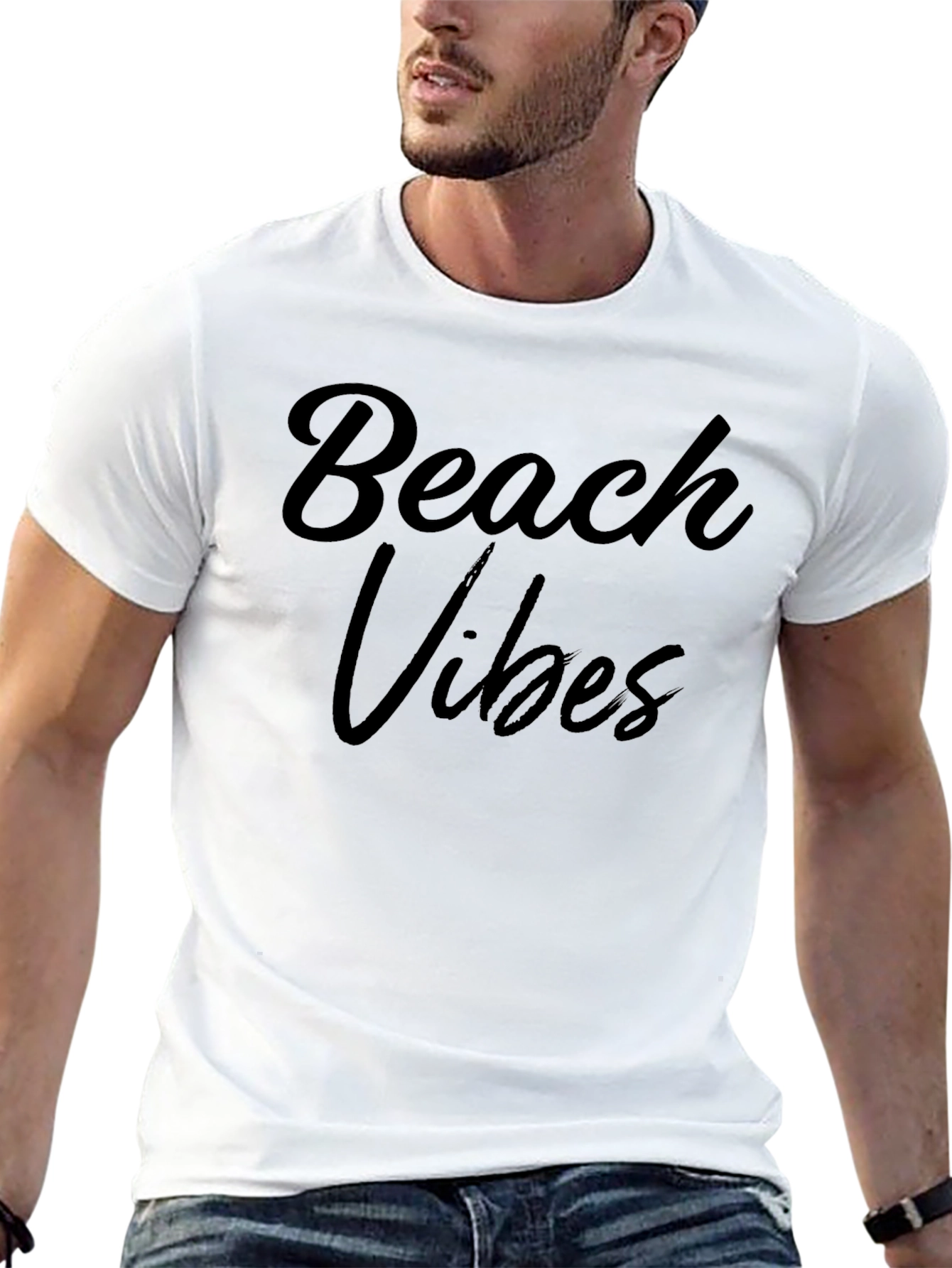 Beach Vibes Black Graphic T-Shirt