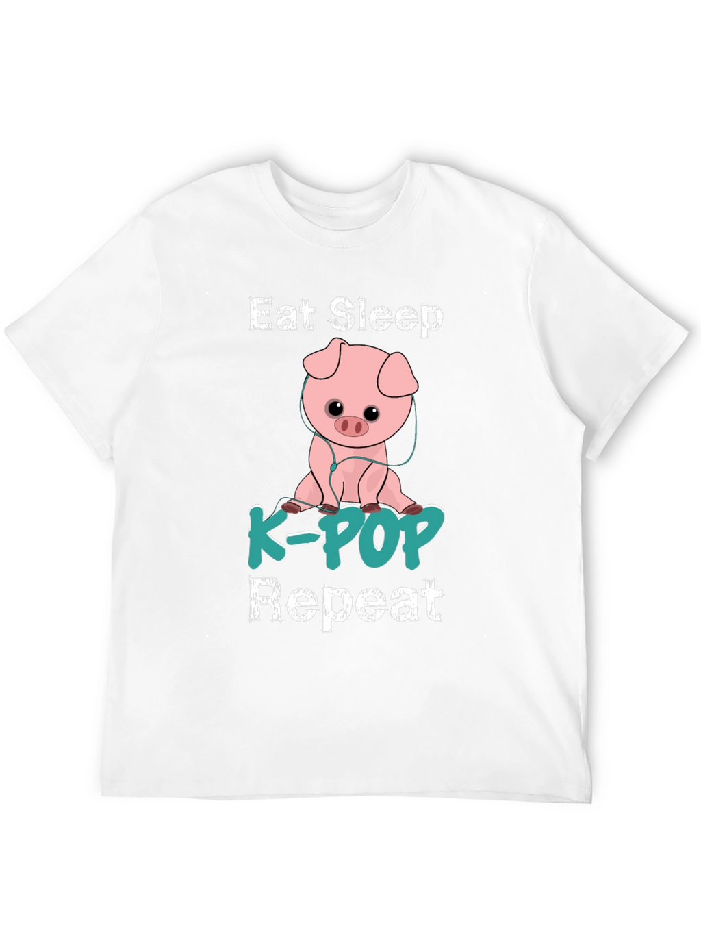Eat Sleep K-Pop Repeat Pig Graphic T-Shirt