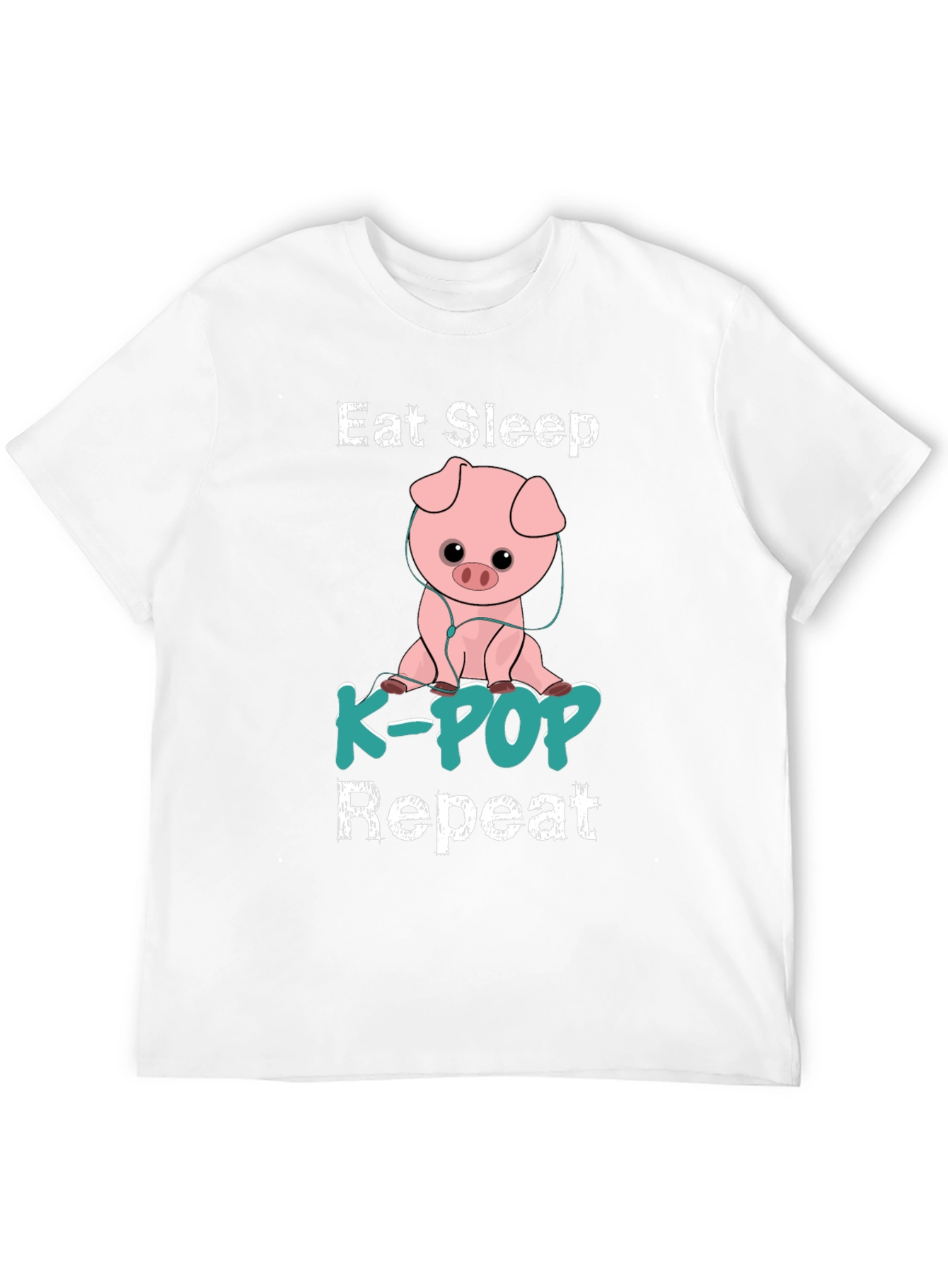 Eat Sleep K-Pop Repeat Pig Graphic T-Shirt