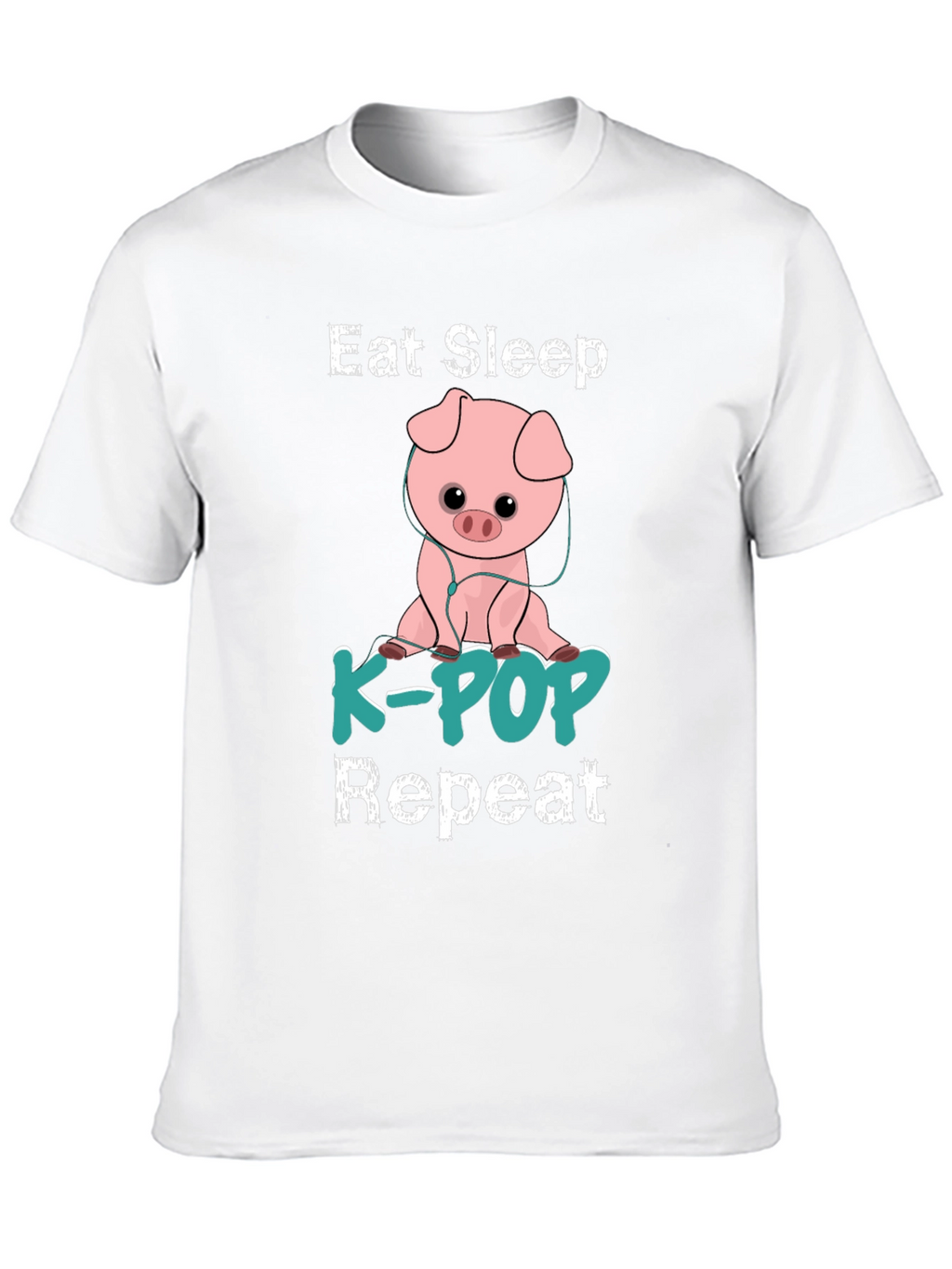 Eat Sleep K-Pop Repeat Pig Graphic T-Shirt