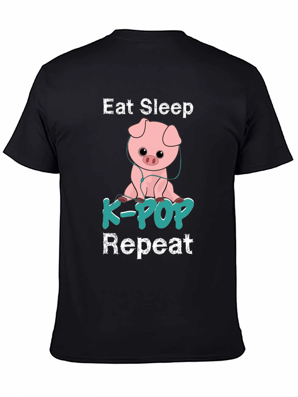Eat Sleep K-Pop Repeat Pig Graphic T-Shirt