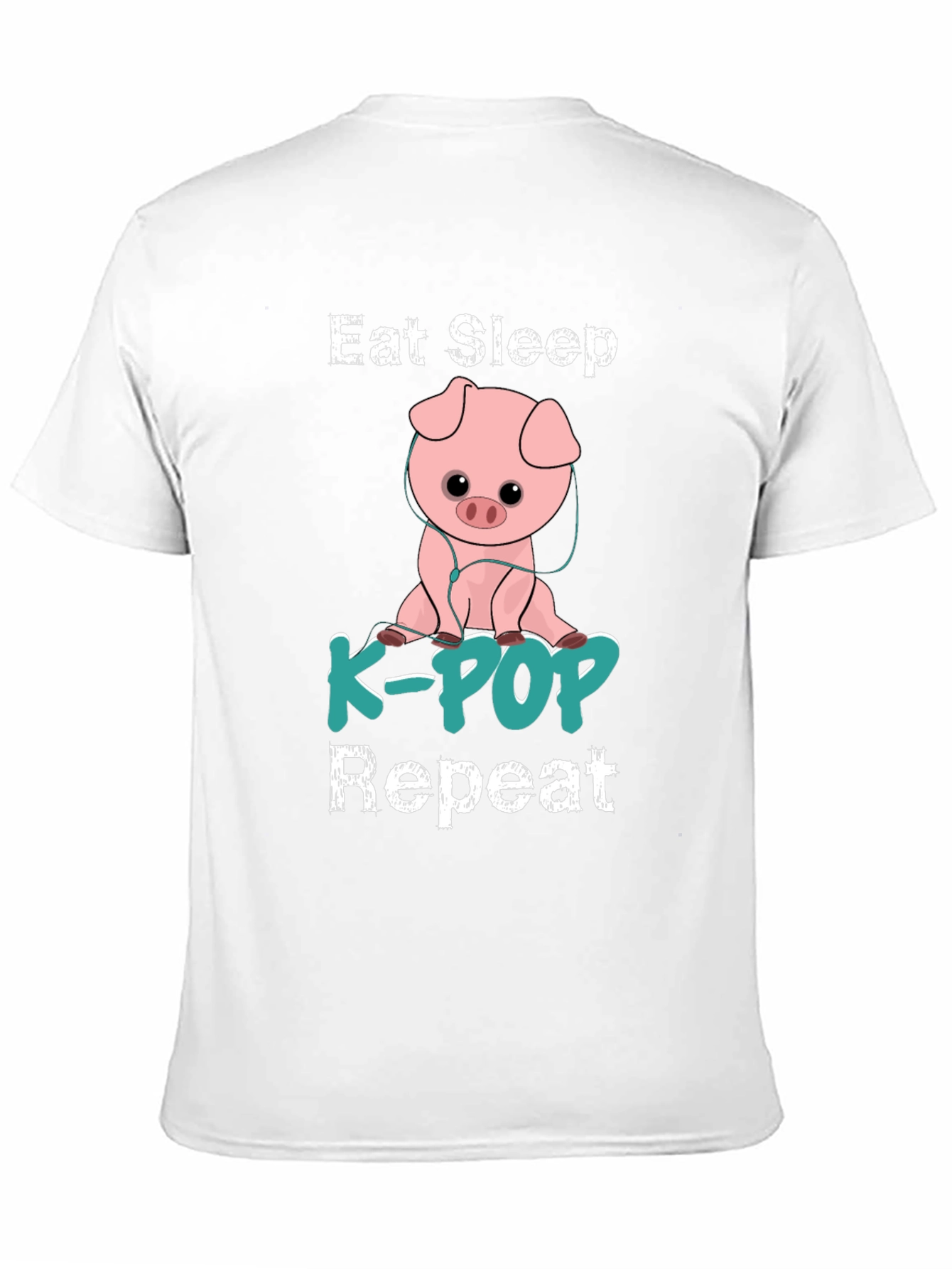Eat Sleep K-Pop Repeat Pig Graphic T-Shirt