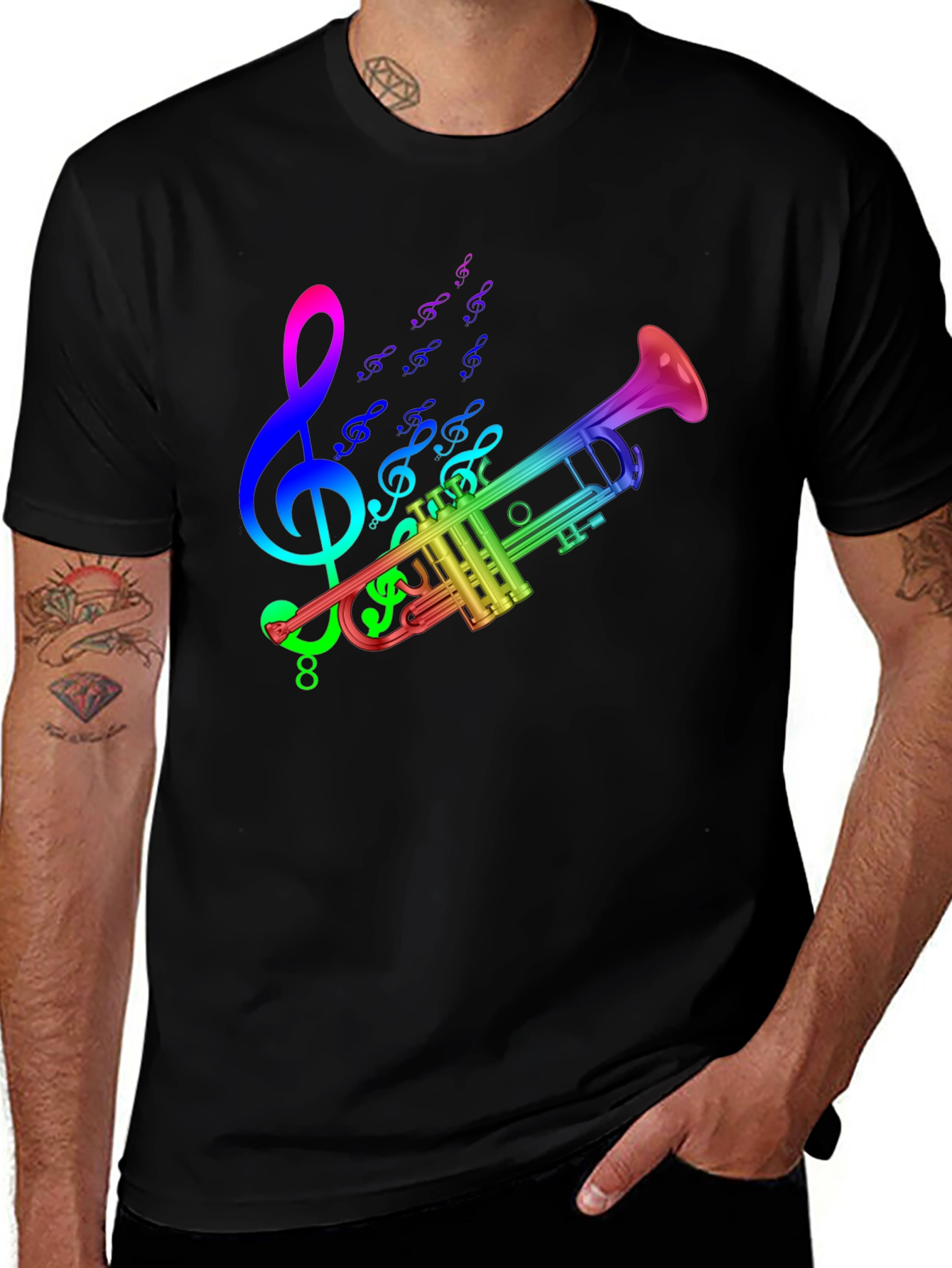 Rainbow Trumpet T-Shirt - Music Lover Tee