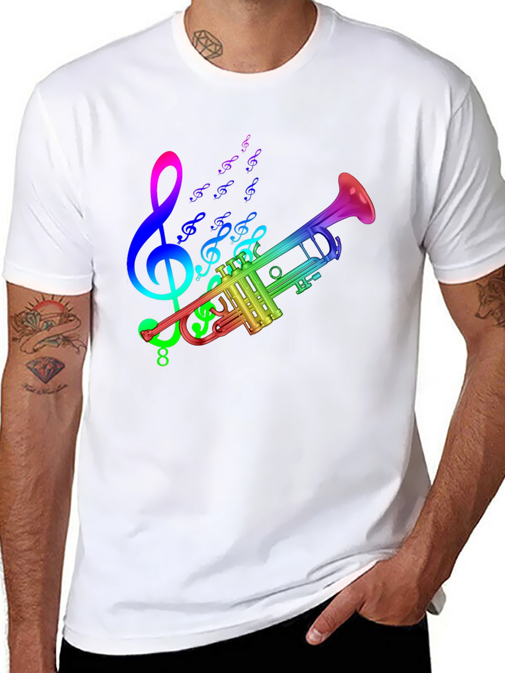 Rainbow Trumpet T-Shirt - Music Lover Tee