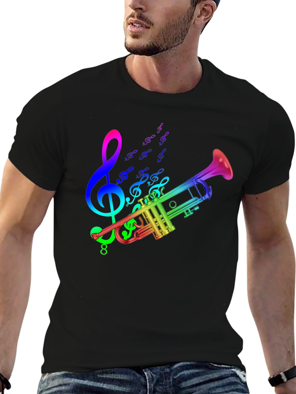 Rainbow Trumpet T-Shirt - Music Lover Tee