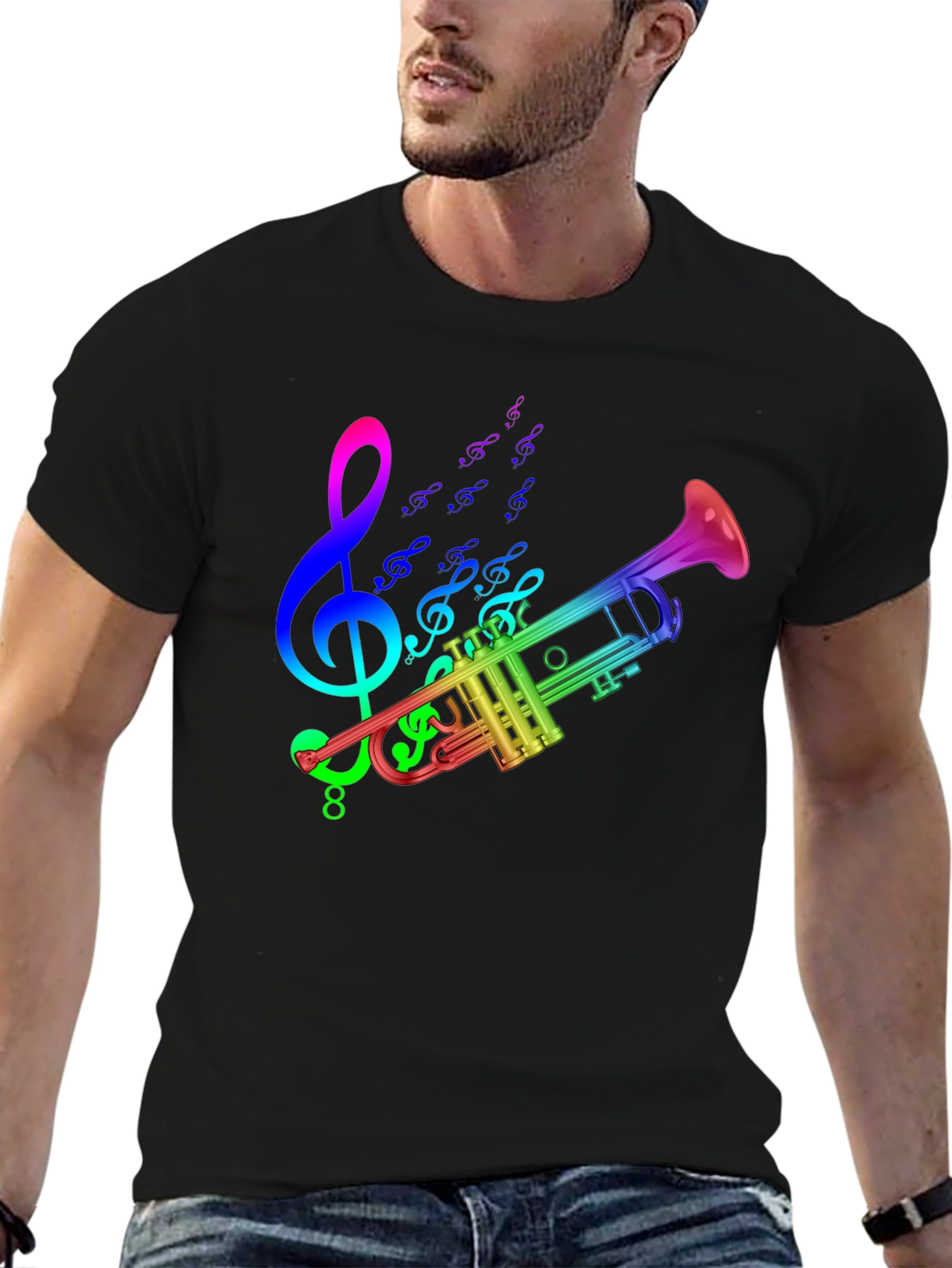 Rainbow Trumpet T-Shirt - Music Lover Tee
