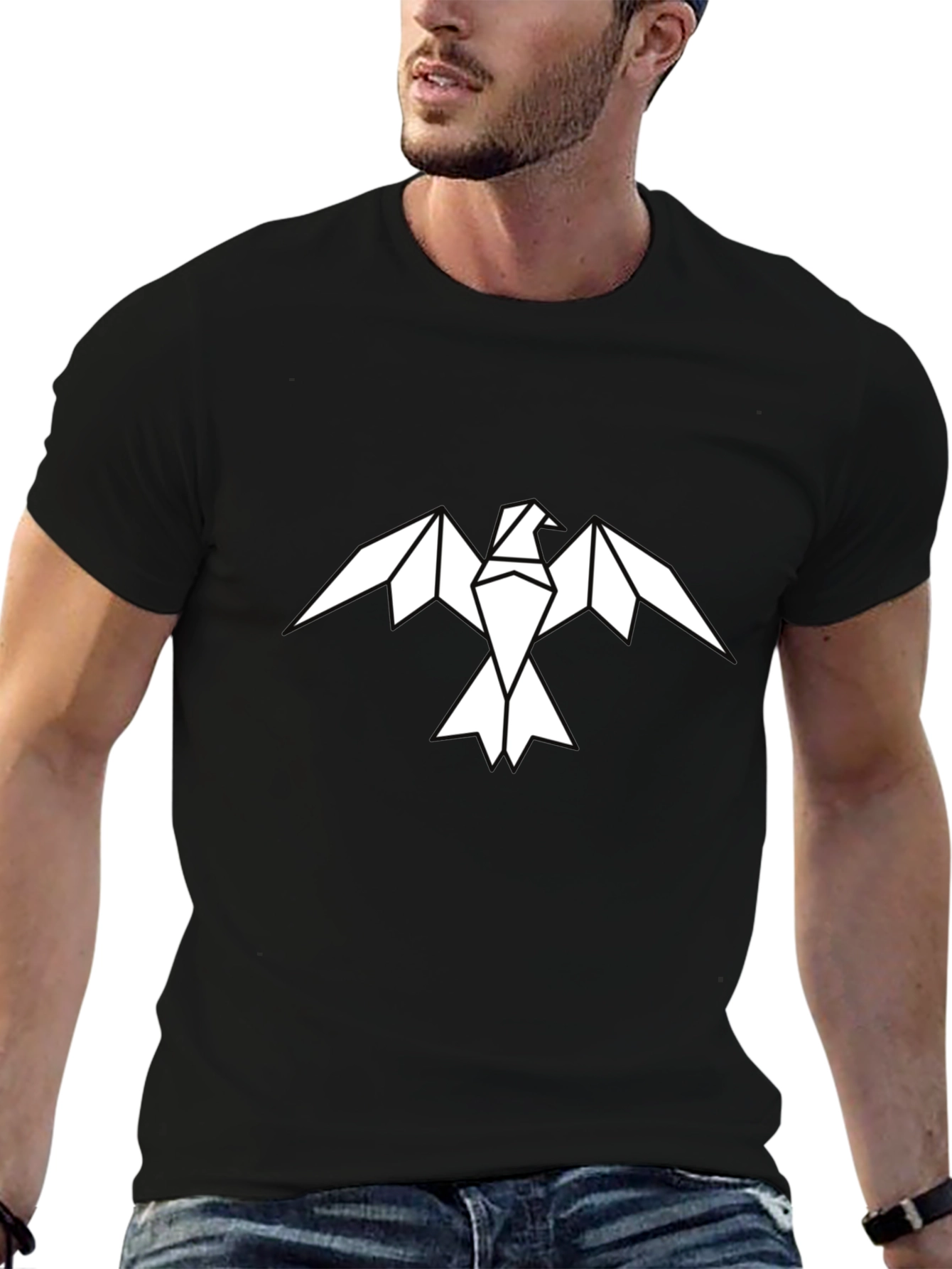 Geometric Eagle Graphic Tee - Mens Black Shirt