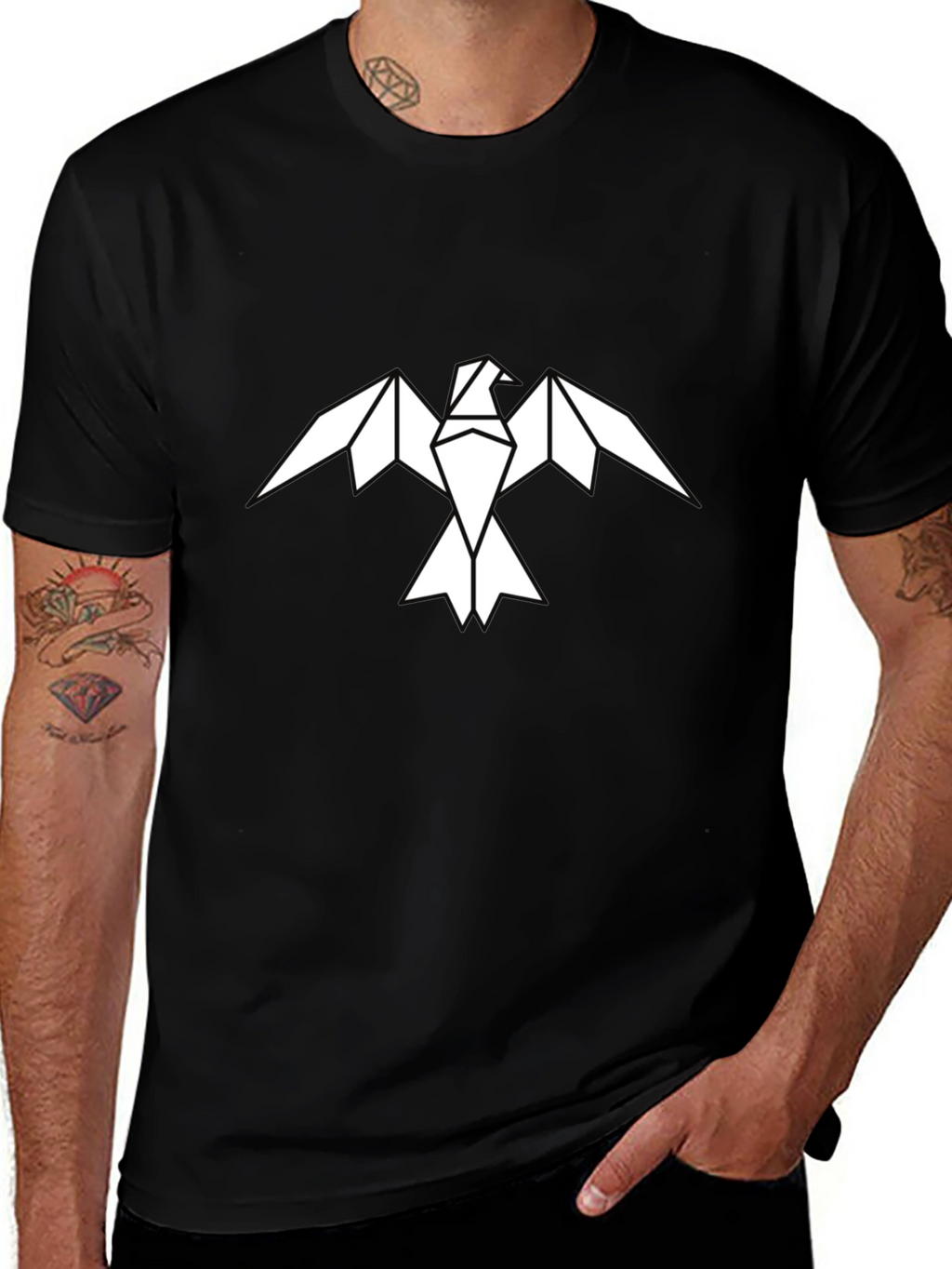 Geometric Eagle Graphic Tee - Mens Black Shirt