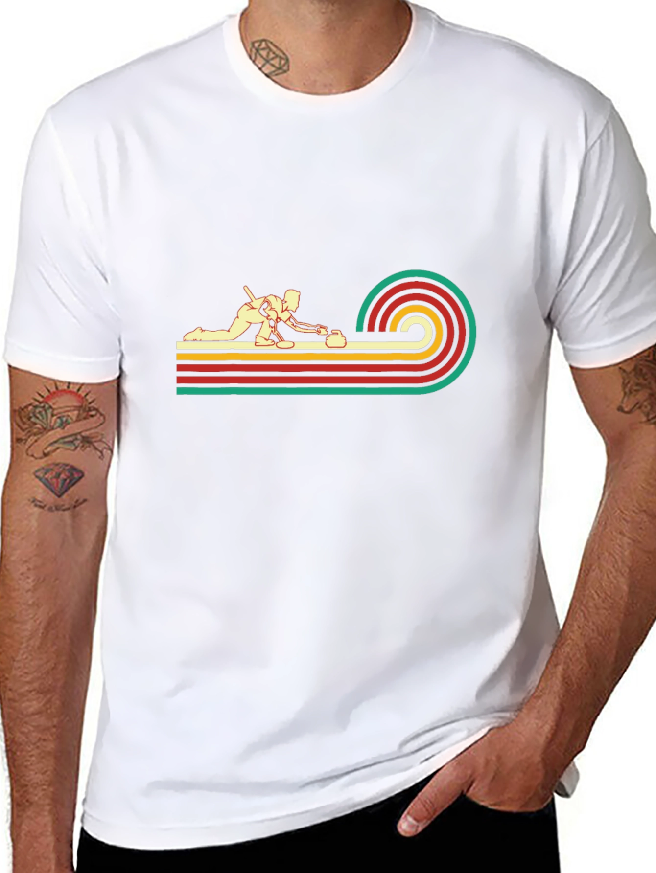 Retro Curling Graphic Tee - Black