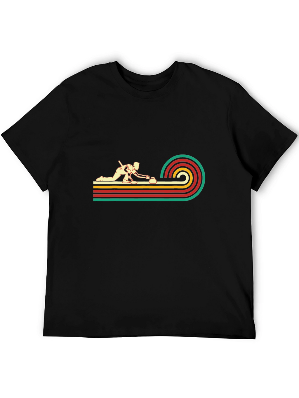 Retro Curling Graphic Tee - Black