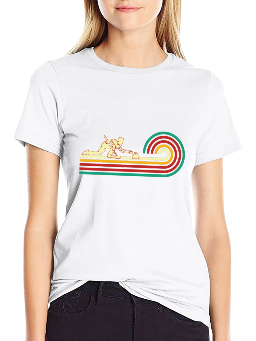 Retro Curling Graphic Tee - Black