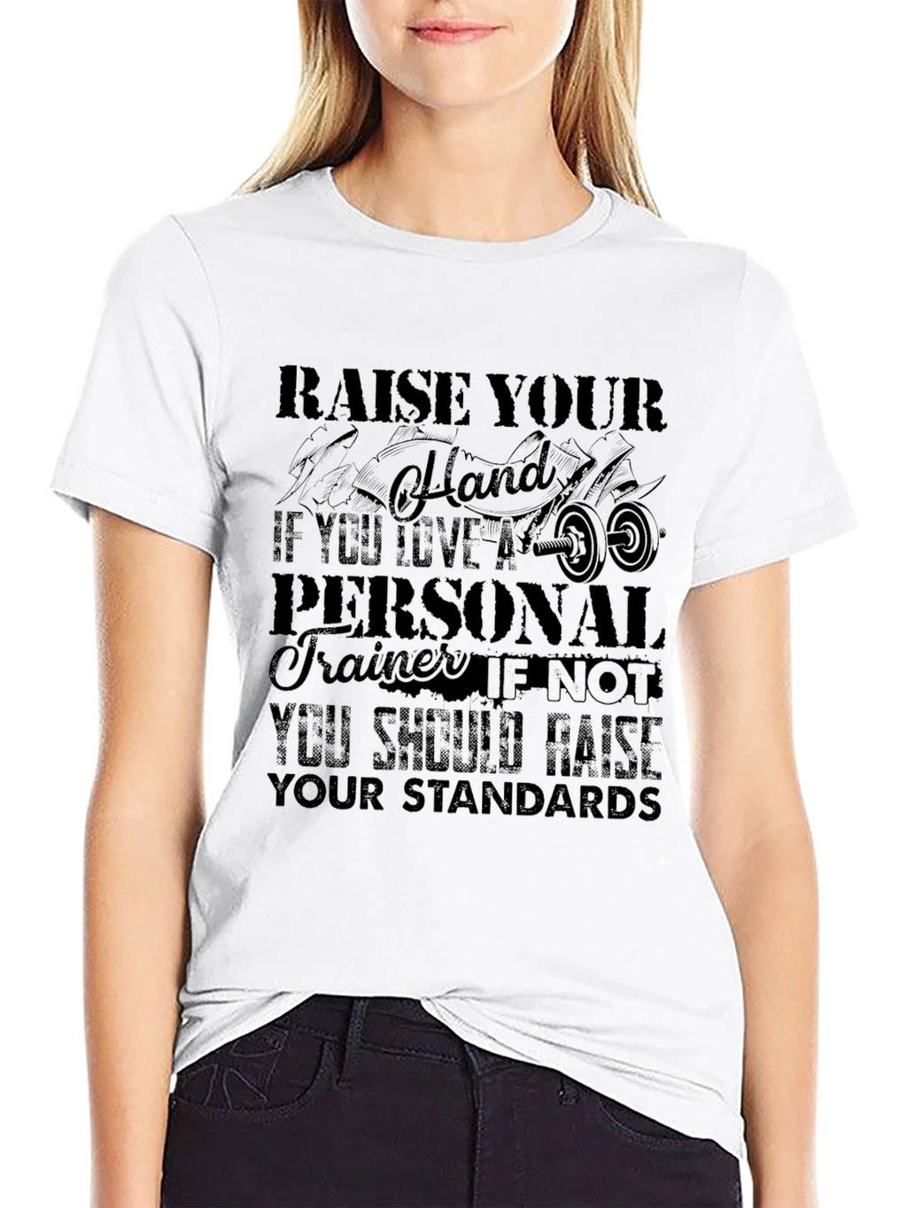 Raise Your Hand Personal Trainer Black Graphic T-Shirt
