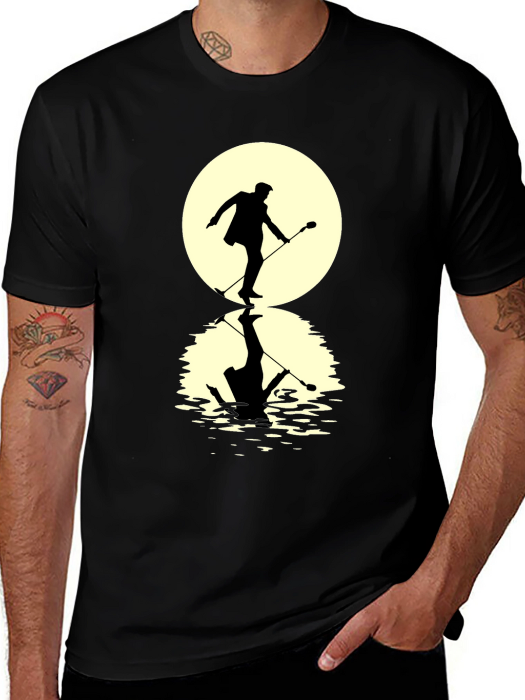 Moonlight Singer Mens Black T-Shirt