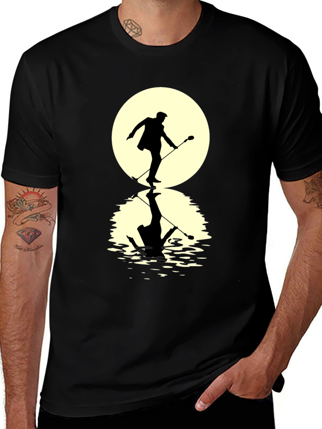 Moonlight Singer Mens Black T-Shirt