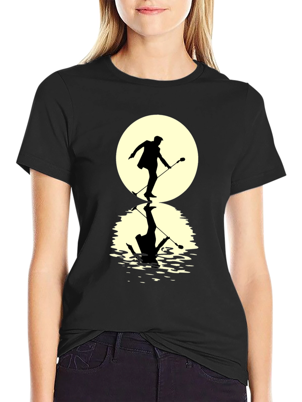 Moonlight Singer Mens Black T-Shirt