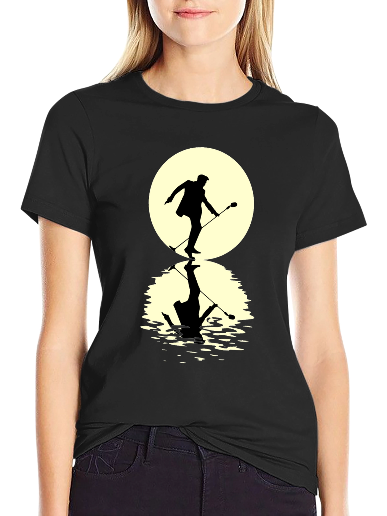 Moonlight Singer Mens Black T-Shirt