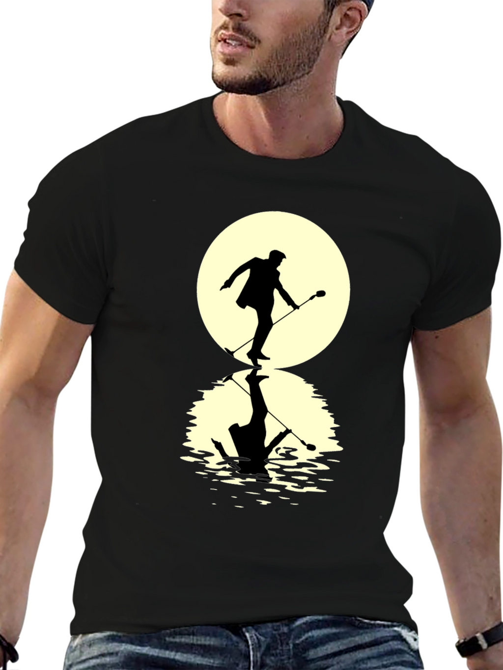 Moonlight Singer Mens Black T-Shirt
