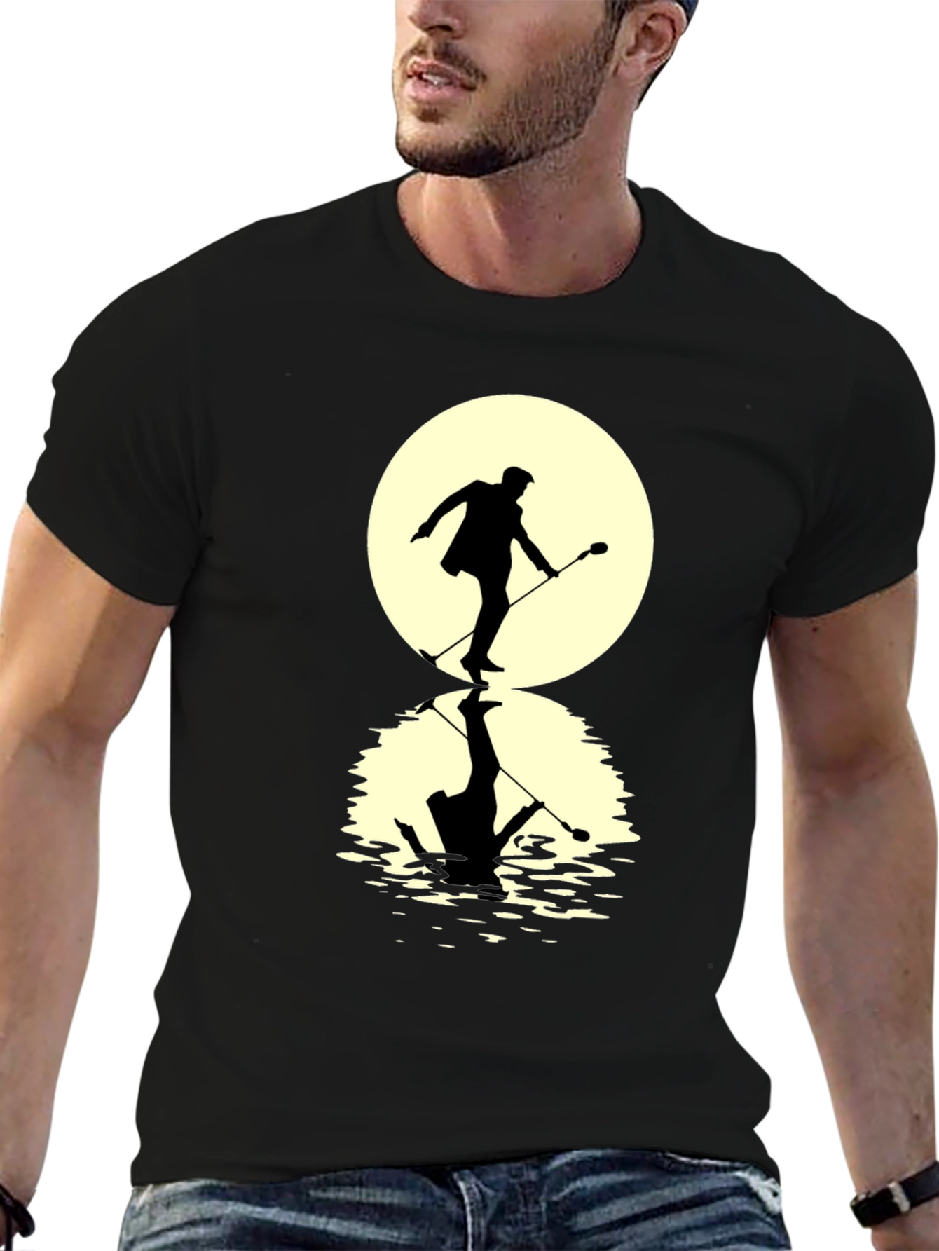 Moonlight Singer Mens Black T-Shirt
