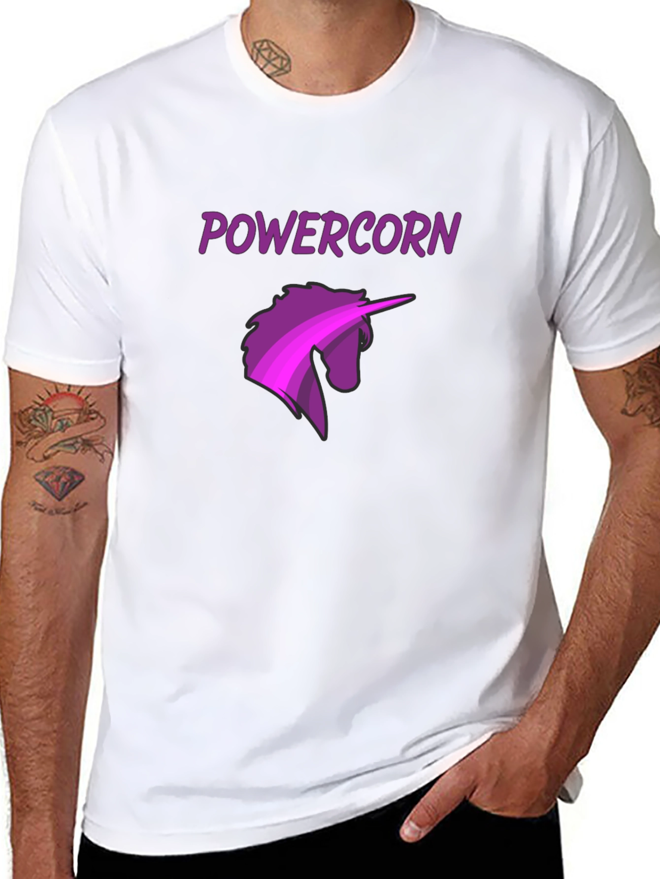 Powercorn Unicorn Graphic Tee - Black Cotton Blend