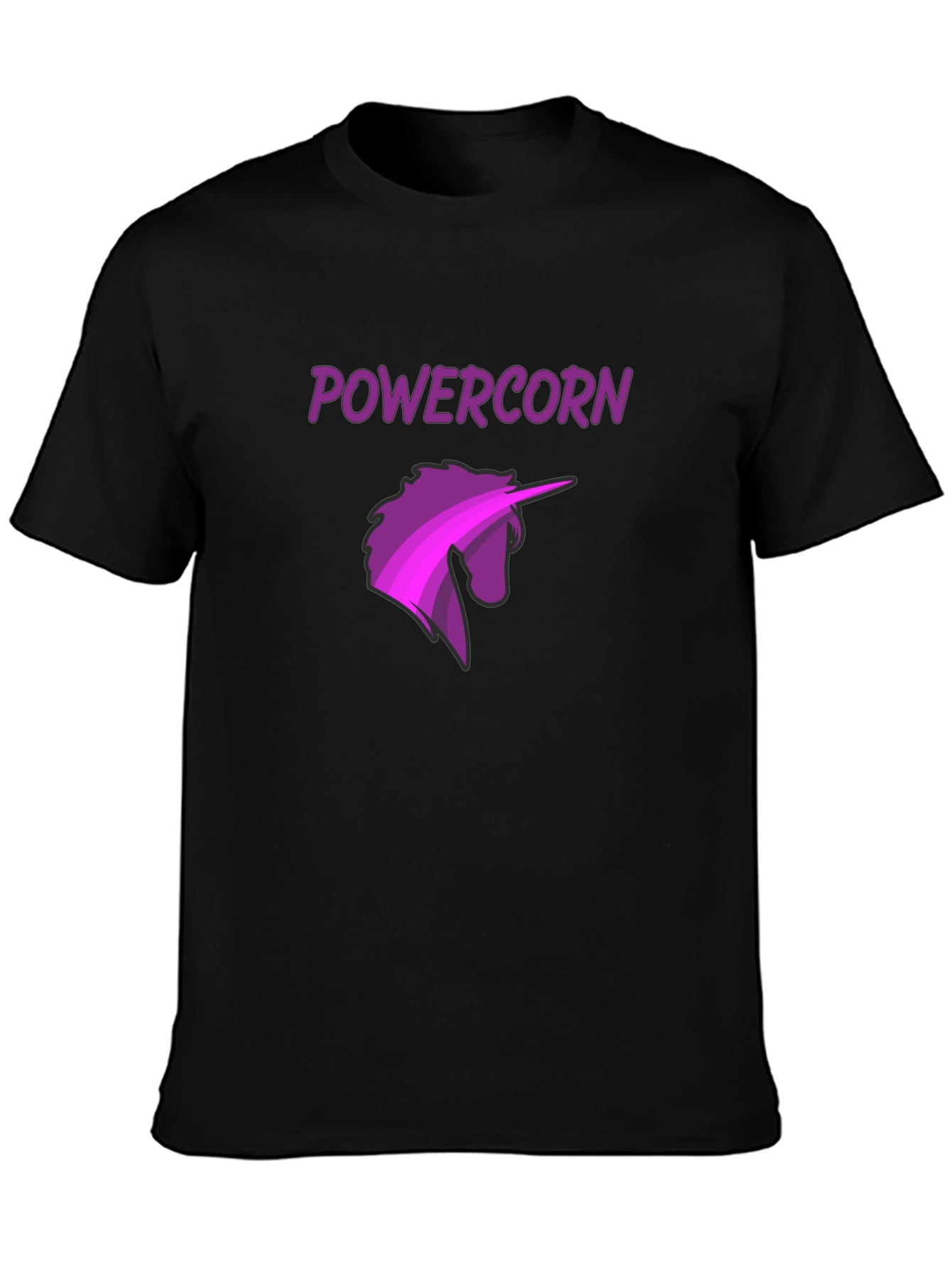 Powercorn Unicorn Graphic Tee - Black Cotton Blend