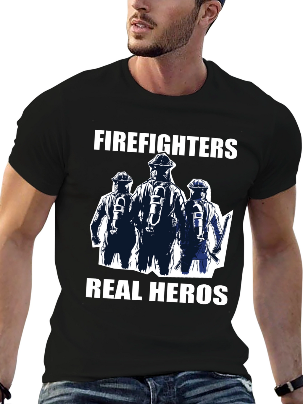 Firefighters Real Heros Graphic T-Shirt