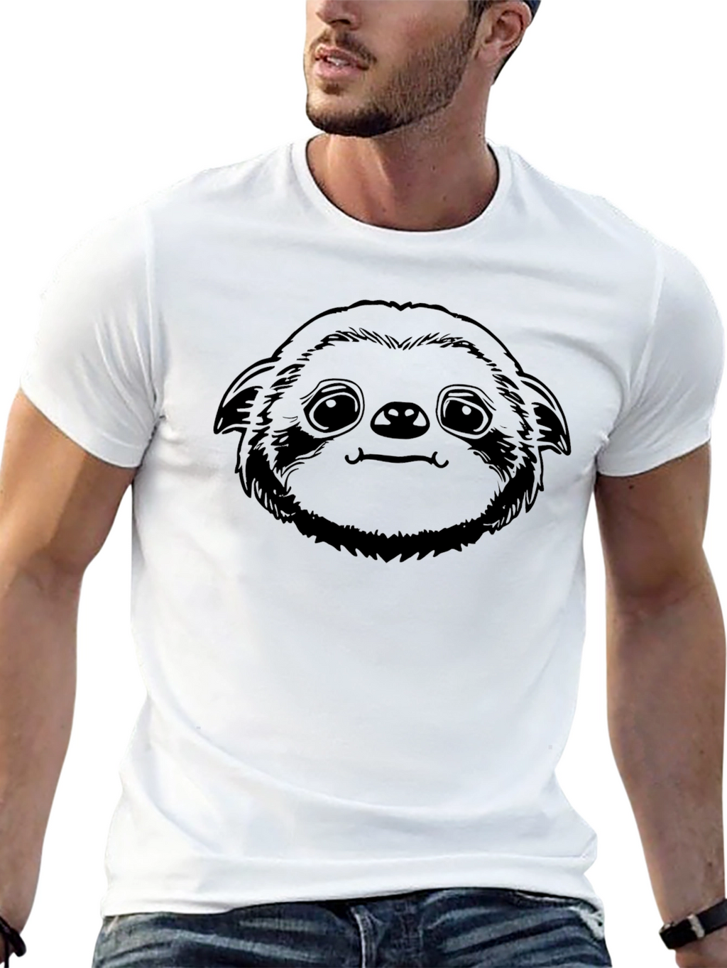 Sloth Face Black T-Shirt - Graphic Tee