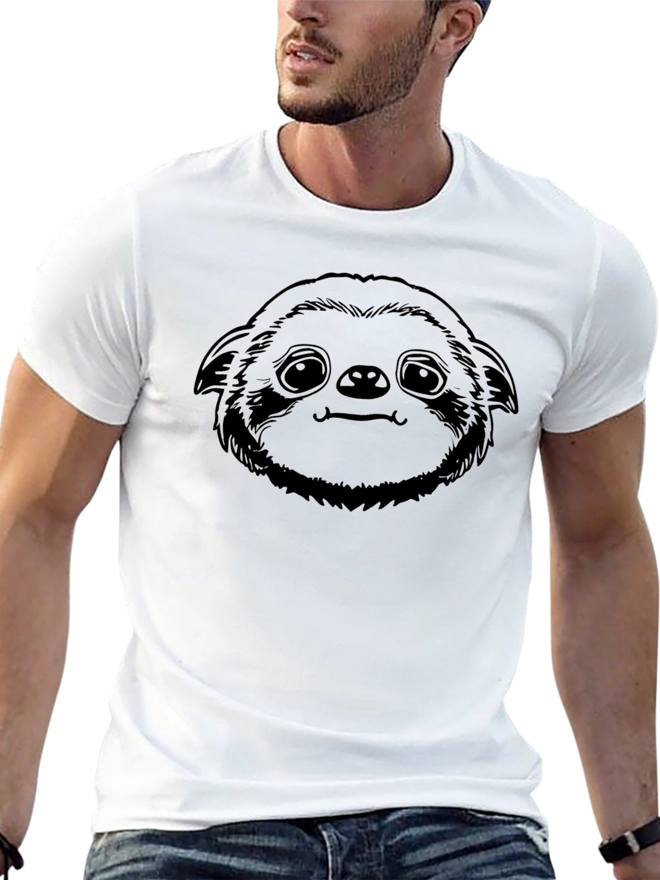 Sloth Face Black T-Shirt - Graphic Tee