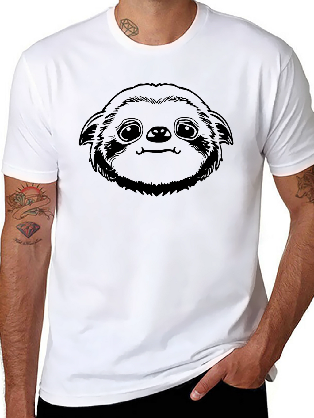 Sloth Face Black T-Shirt - Graphic Tee