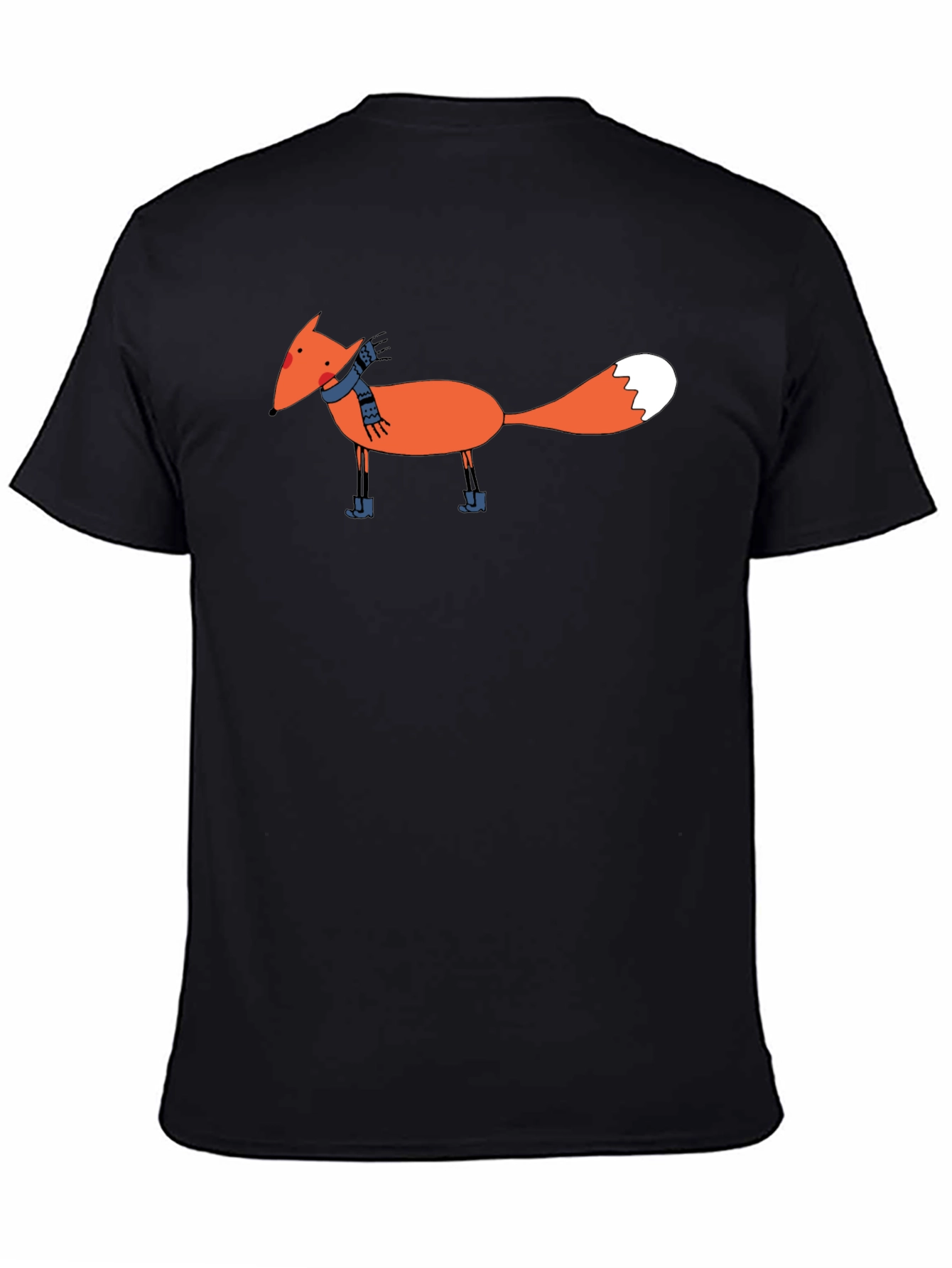Cartoon Fox Graphic Black T-Shirt