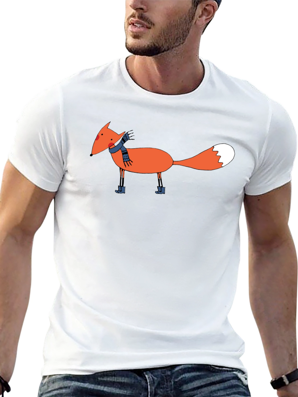 Cartoon Fox Graphic Black T-Shirt