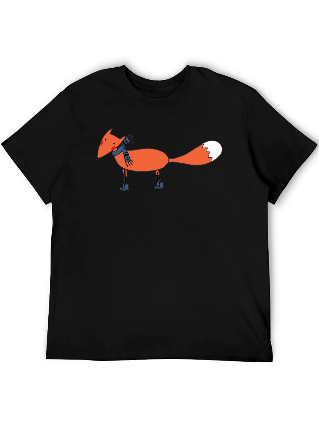 Cartoon Fox Graphic Black T-Shirt